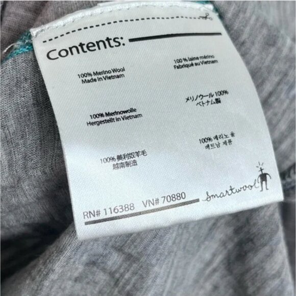 Smartwool Heather Gray Merino Wool Base Layer V Neck Size XS - Picture 6 of 6